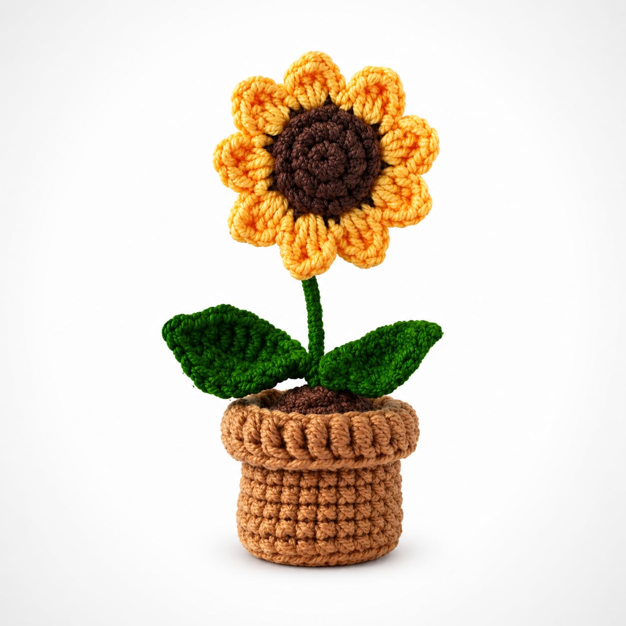 Crocheto Handmade Crochet Sunflower Plant in Crochet Pot
